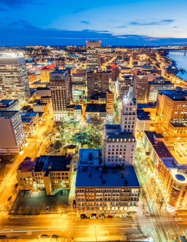 Aerial view of downtown Memphis