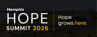 Memphis Hope Summit 2026 graphic with a Memphis riverfront background and “Hope grows here” message.