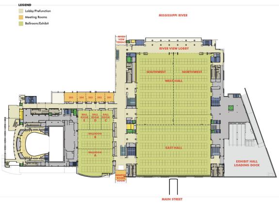 Floor plan of Level 2 of Memphis' Renasant Convention Center