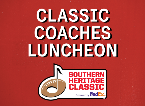 Southern Heritage Classic Coaches Luncheon graphic with Southern Heritage Classic Presented by FedEx logo