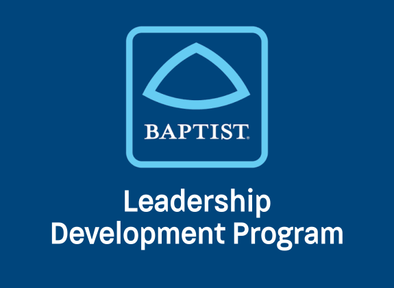 Baptist Memorial Health Care Leadership Development Program graphic featuring the Baptist logo.
